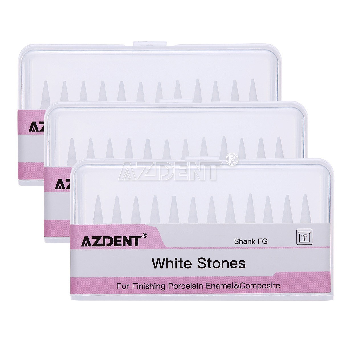 12pcs Dental White Polishing Stones Flame Cone Shape FG Burs Arkansas Stone