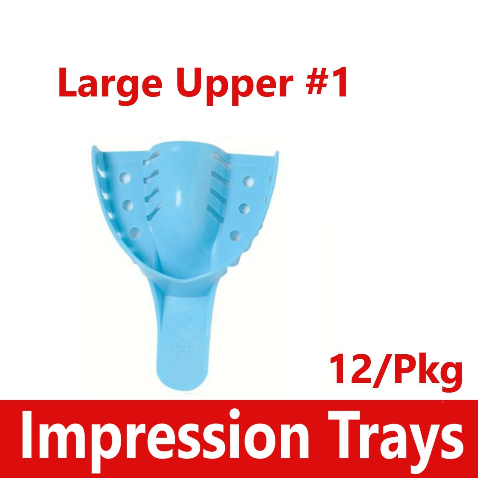 12 Pcs/Bag Dental Disposable Perforated Plastic Impression Trays Blue 10 Sizes