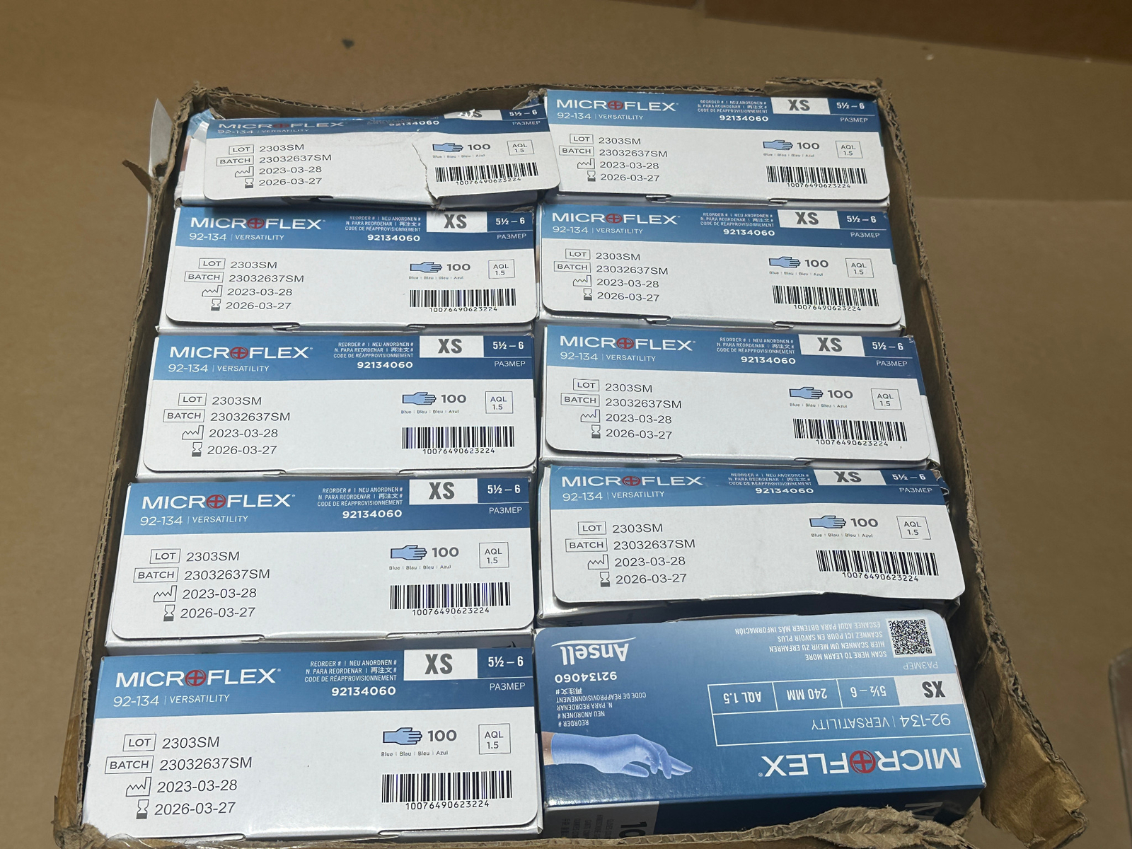 1000x Pack Lot Ansell Microflex 92-134 Size XS 5.5-6 Exam Nitrile Gloves – Blue