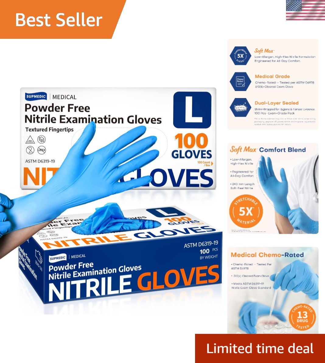 Blue Nitrile Gloves – 100 Latex-Free, Medical-Grade for Cleaning & Food Handling