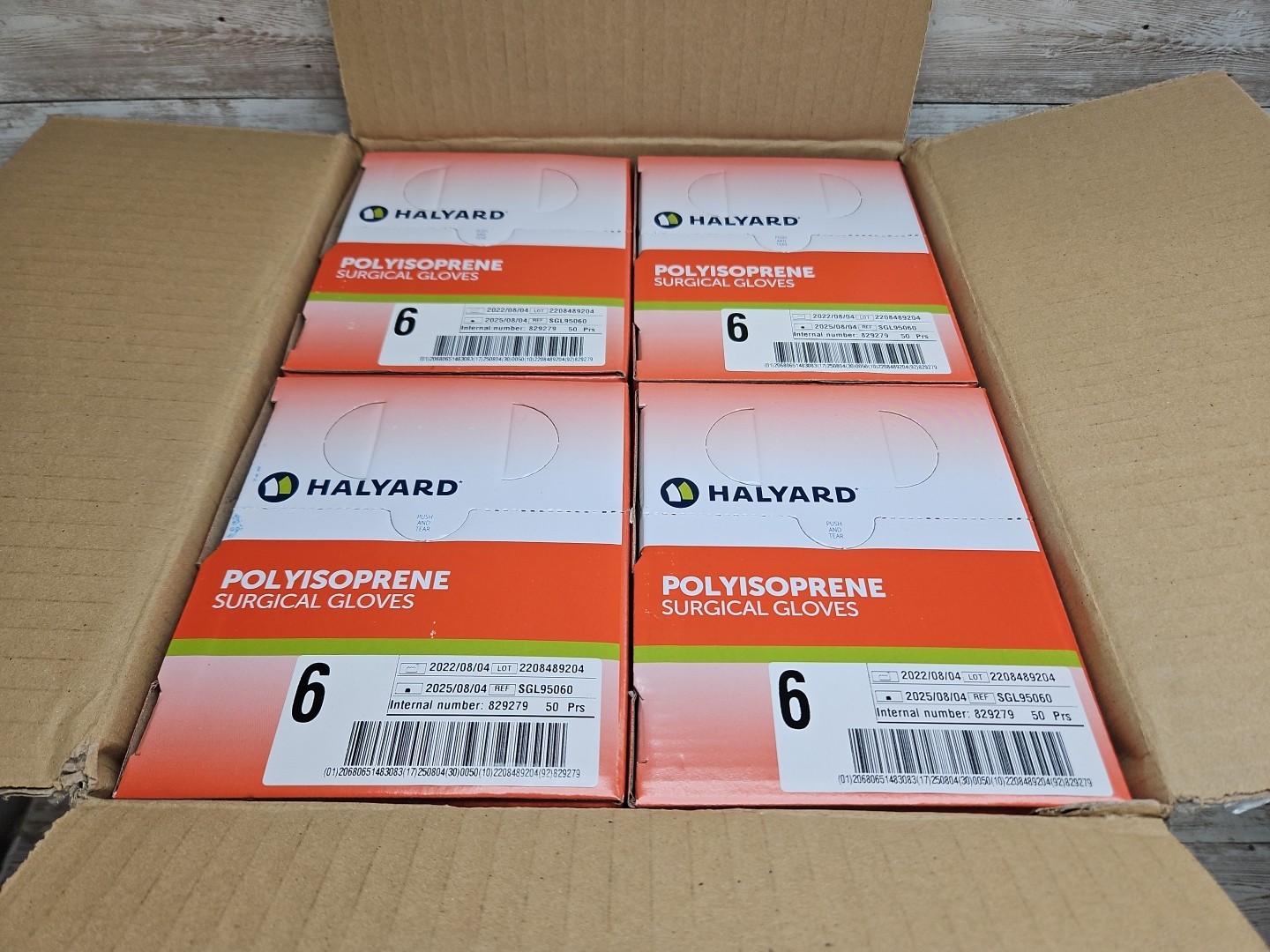 HALYARD Polyisoprene Surgical Gloves *1 CASE 200 Pair* Size: 6 *See Date*8-25