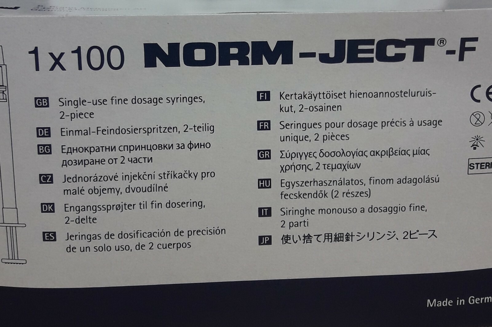 NormJect Syringe, new, 100 per box