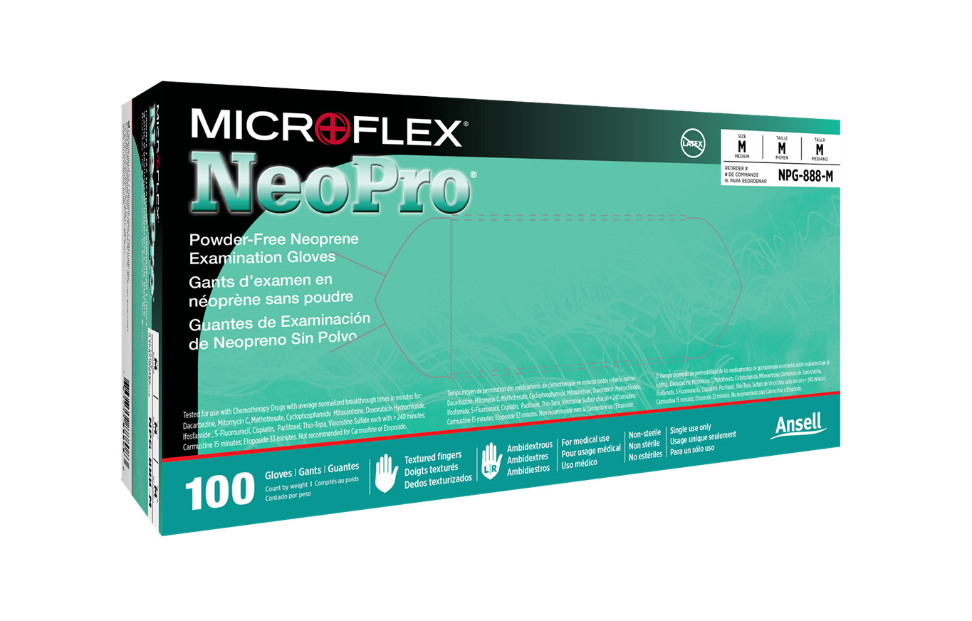 Microflex NPG-888-XL NeoPro Powder-Free Neoprene Gloves, Box of 100 Size X-Large