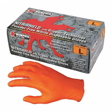 Mcr Safety 6016Os Nitrishield With Grippaz, Nitrile Disposable Gloves, 6 Mil
