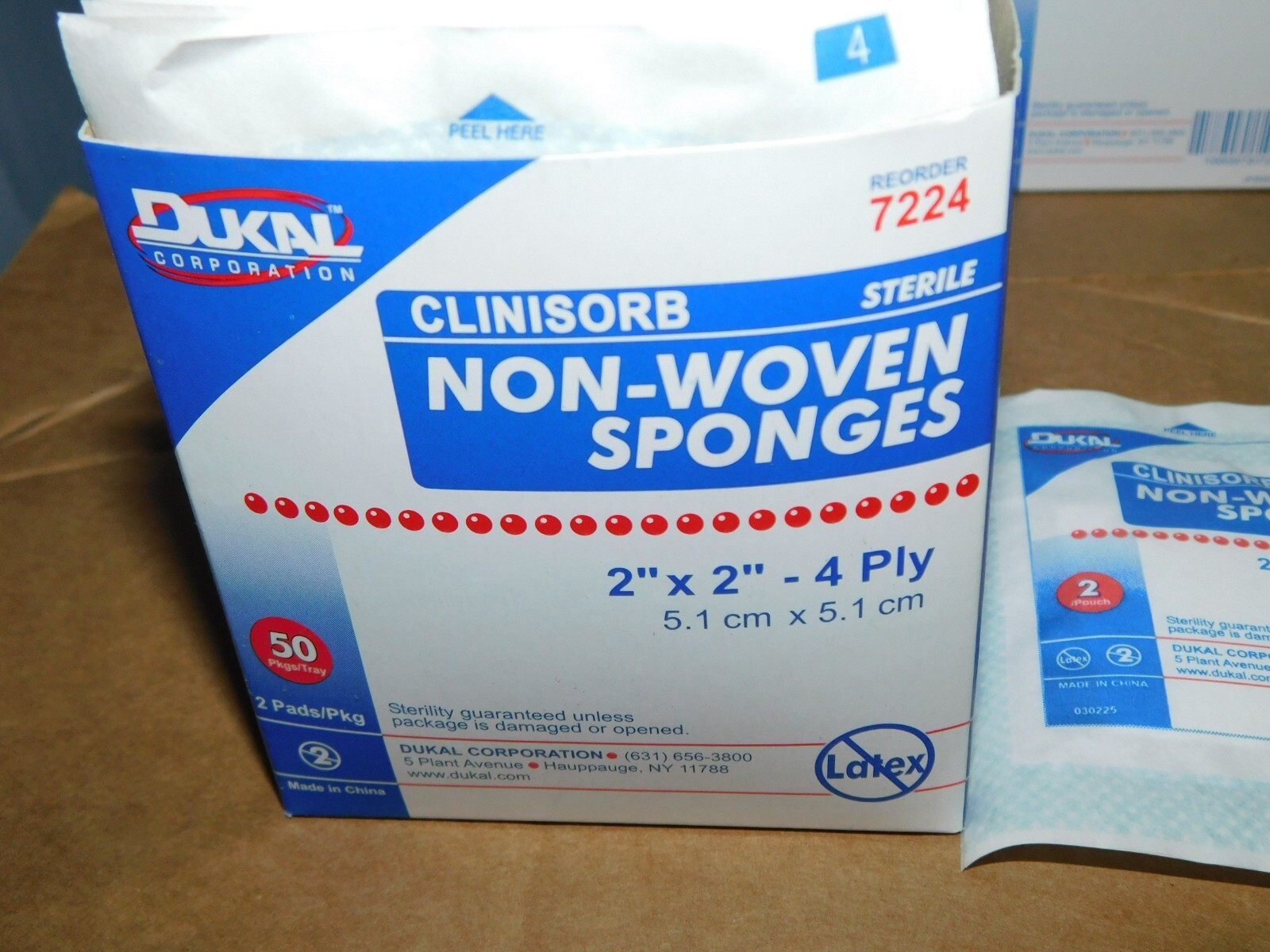 NEW Box of 50 Dukal 7224 Sterile Non Woven Sponges 4 PLY 2″ X 2″