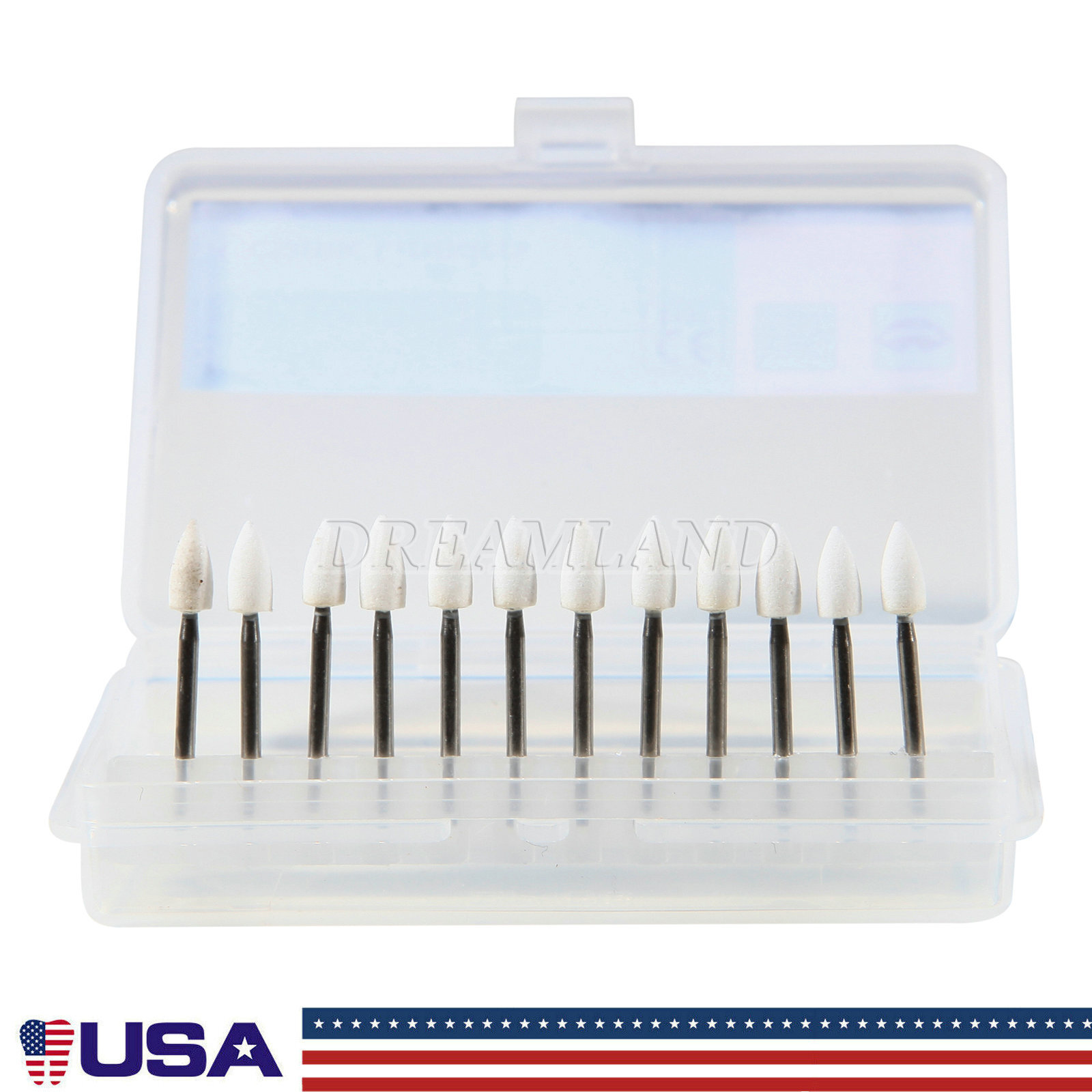 Dental White Polishing Stones Flame Cone shape FG bur Arkansas Stone FL2 CN1 RD1