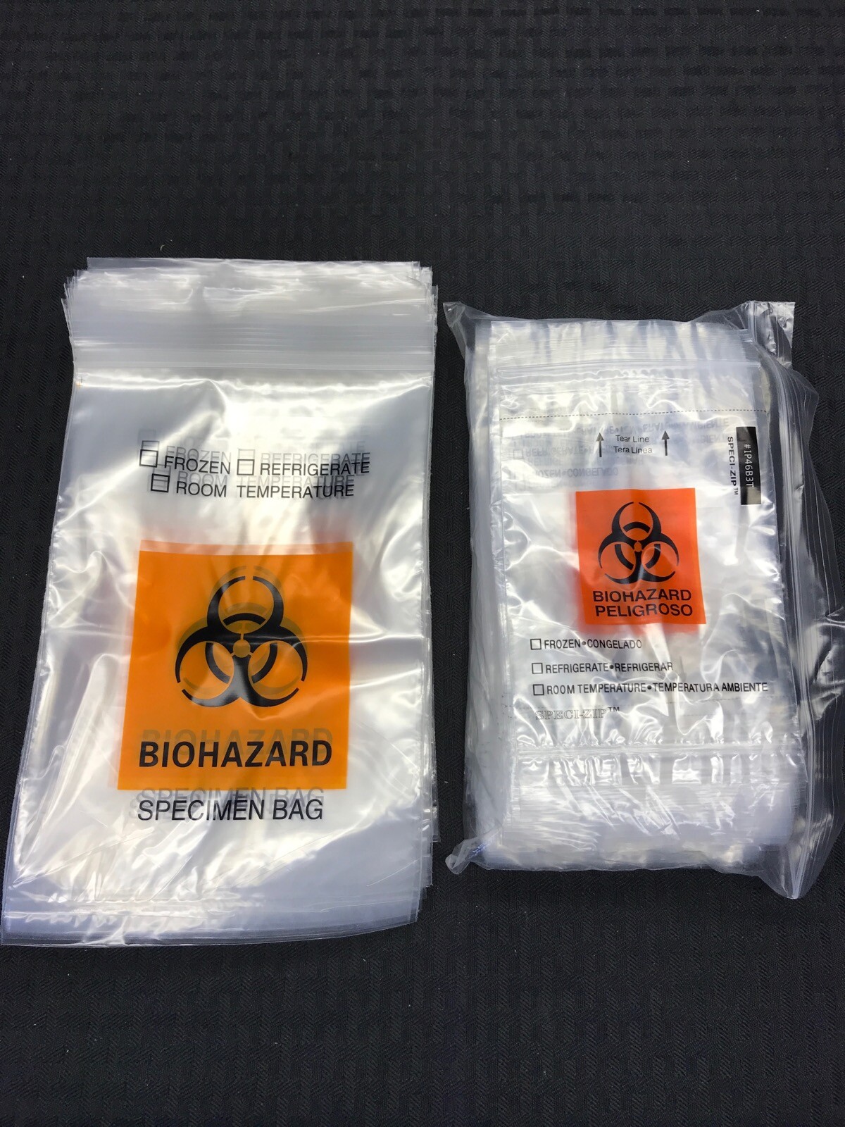 (147) Plastic Biohazard Specimen Bags 4″x5.5” & 6”x9” Resealable Zip Style