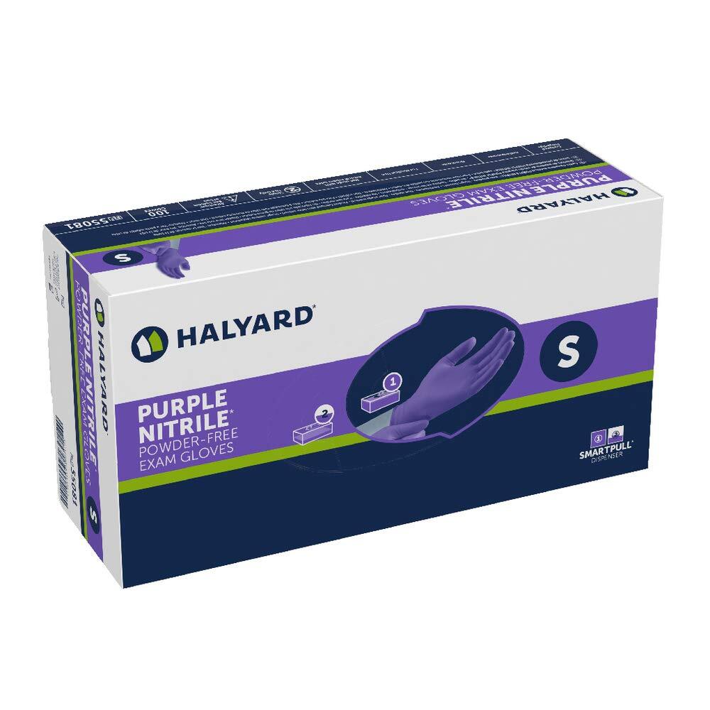 HALYARD PURPLE NITRILE* Exam Gloves, Powder-Free, 5.9 mil, Small, 55081 (Box of