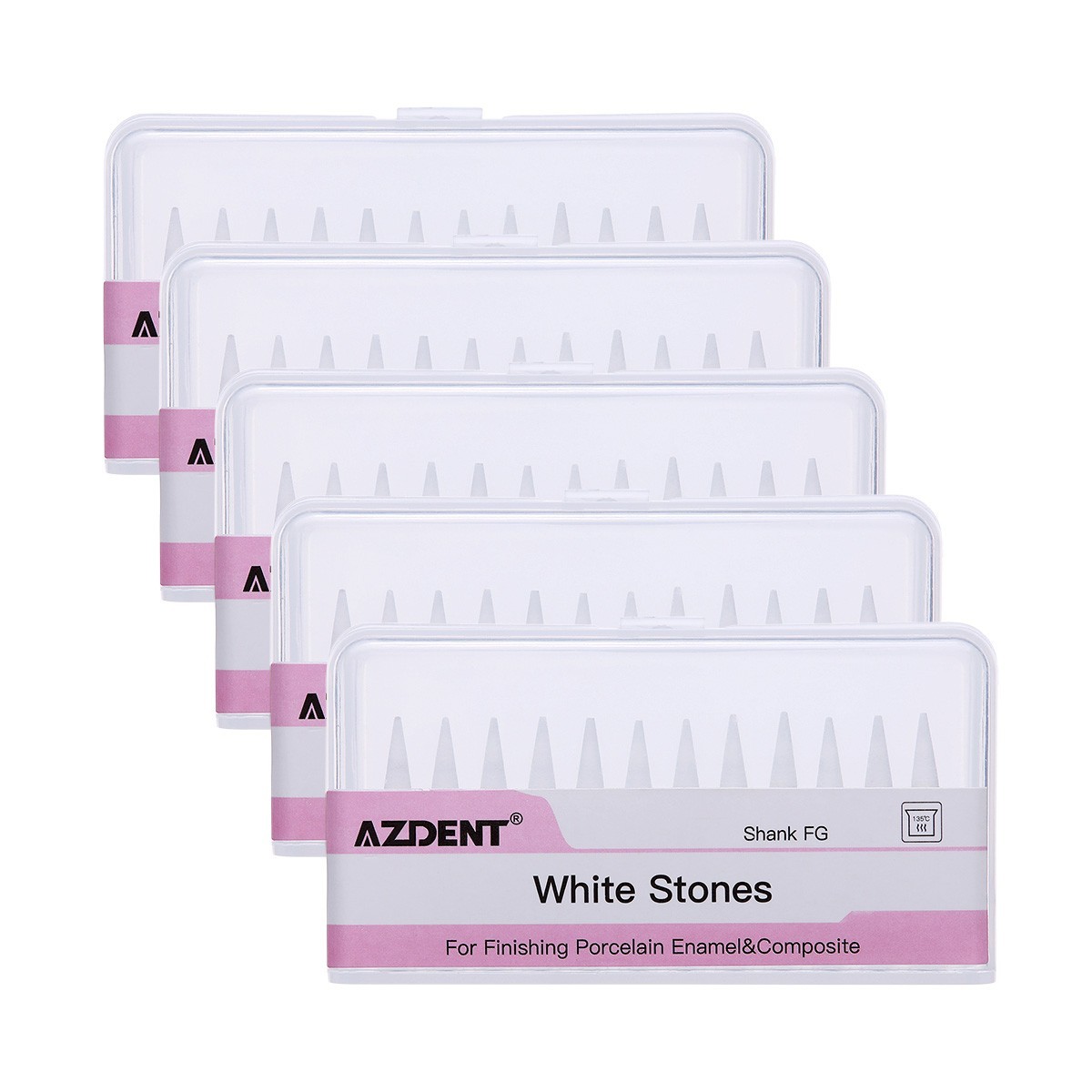 5X AZDENT Dental Cone White Stone Polishing FG Burs CW1114 12/pk Abrasion