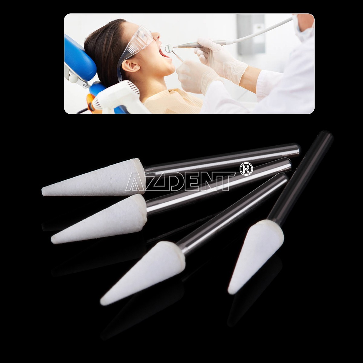 12pcs Dental White Polishing Stones Flame Cone Shape FG Burs Arkansas Stone