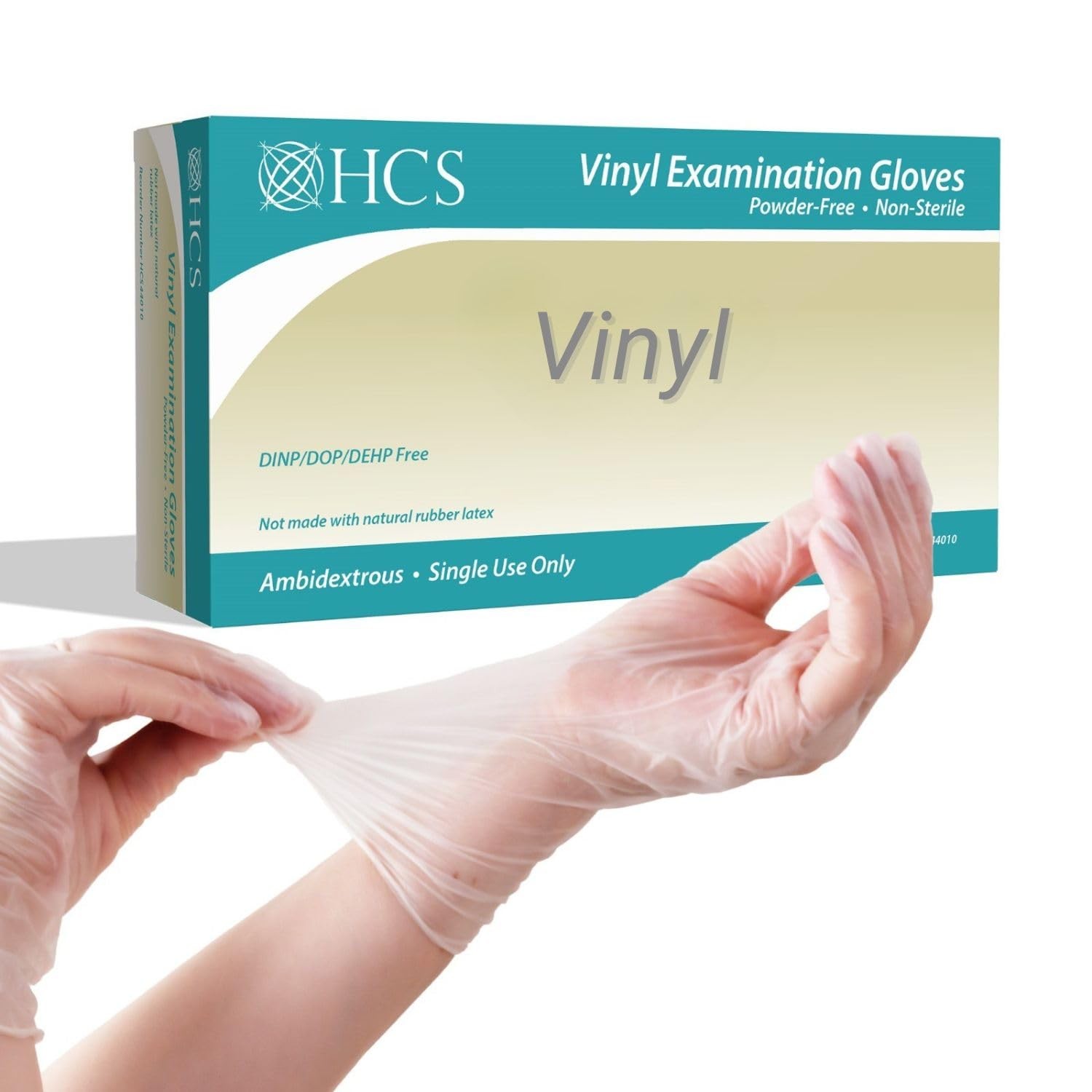 HCS Clear Vinyl Gloves – Medium Gloves Disposable, Latex-Free, Powder-Free – …
