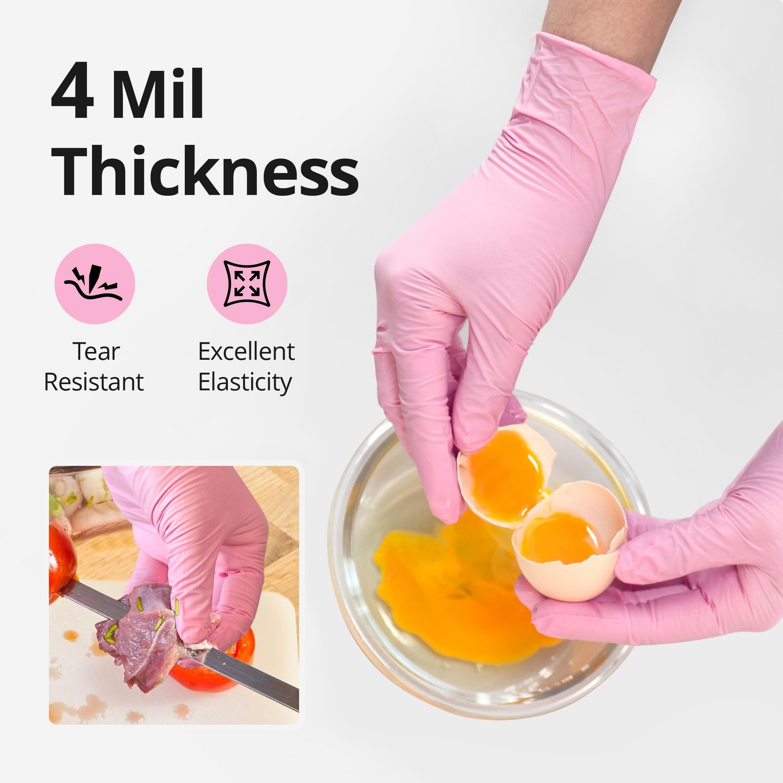 SwiftGrip Nitrile Exam Gloves, 4 Mil, Cherry Blossom, Food Safe Gloves Dispos…