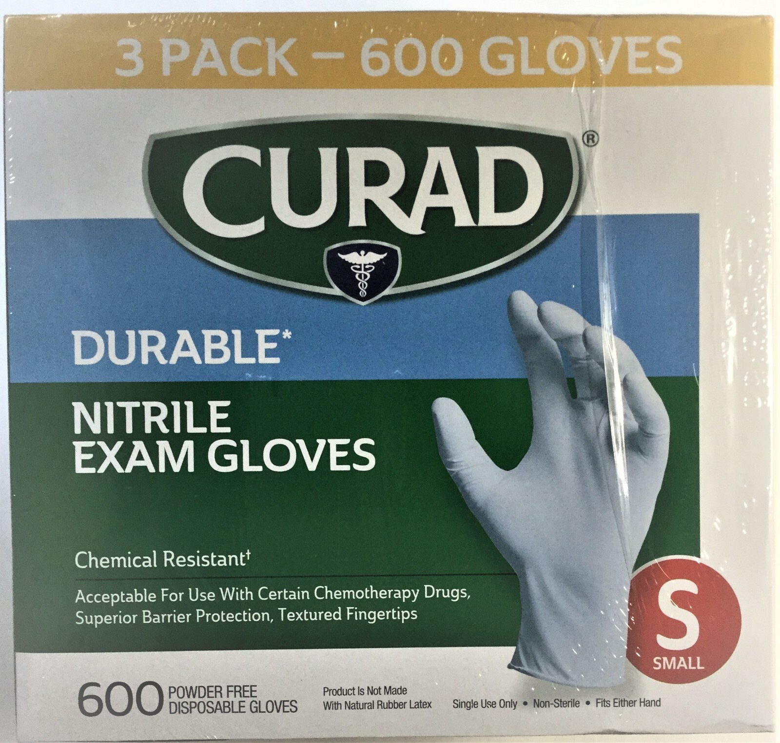 CURAD Durable NITRILE Exam Gloves SMALL 600 Count – NIB