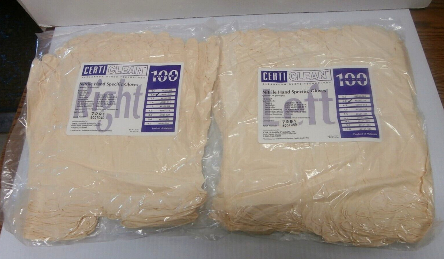 Pack of 100 Certi Clean Nitrile Hand Specific Gloves Class 100, 12″, 40101-310