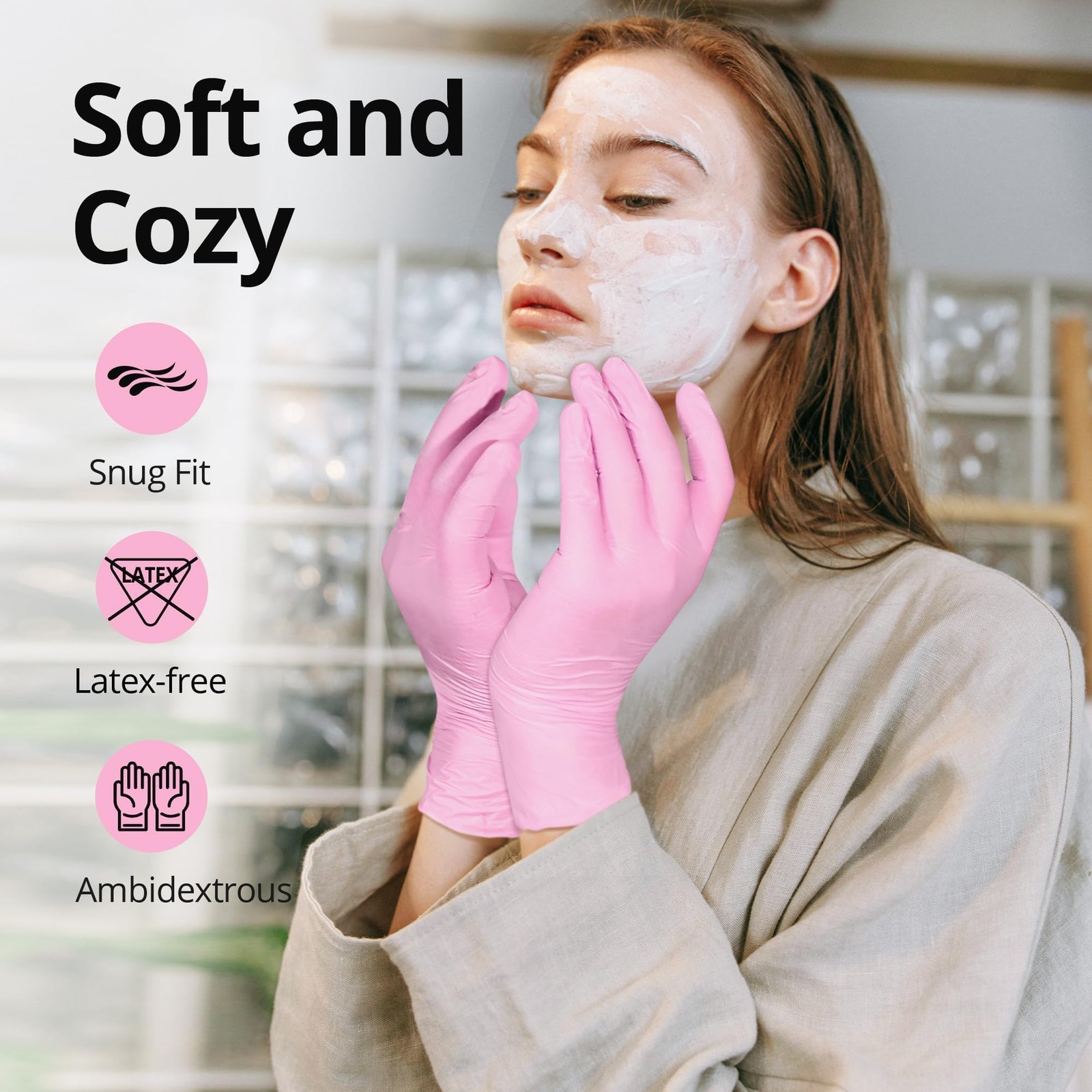 SwiftGrip Pink Nitrile Gloves, 3-mil, Industrial Gloves Disposable Latex…