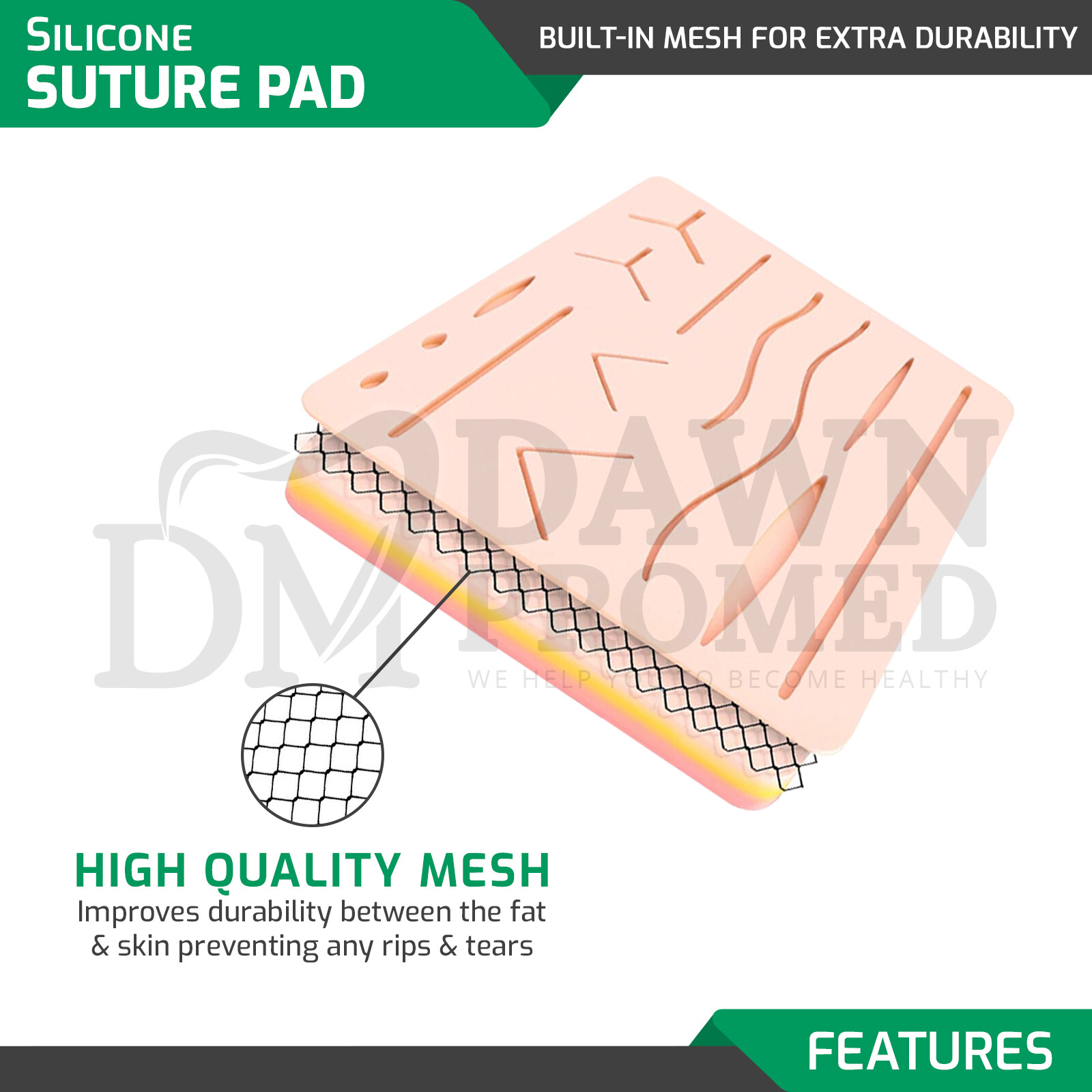 6 Pcs Medical Skin Suture Practice Silicone Pad Wound Simulated For Training Kit