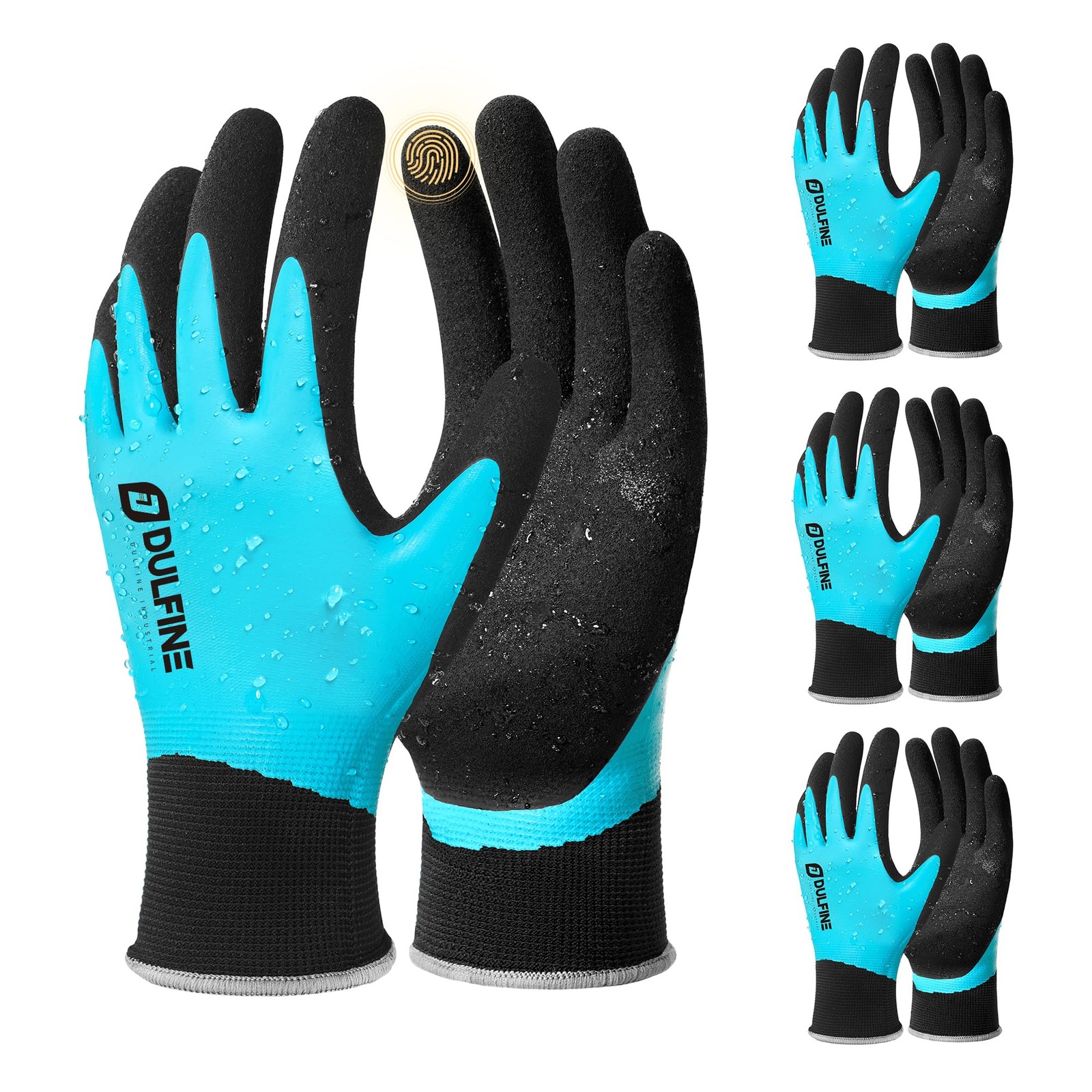 Waterproof Work Gloves for Men and Women,3 Pairs Pack,Touch Screen Rubber Coa…