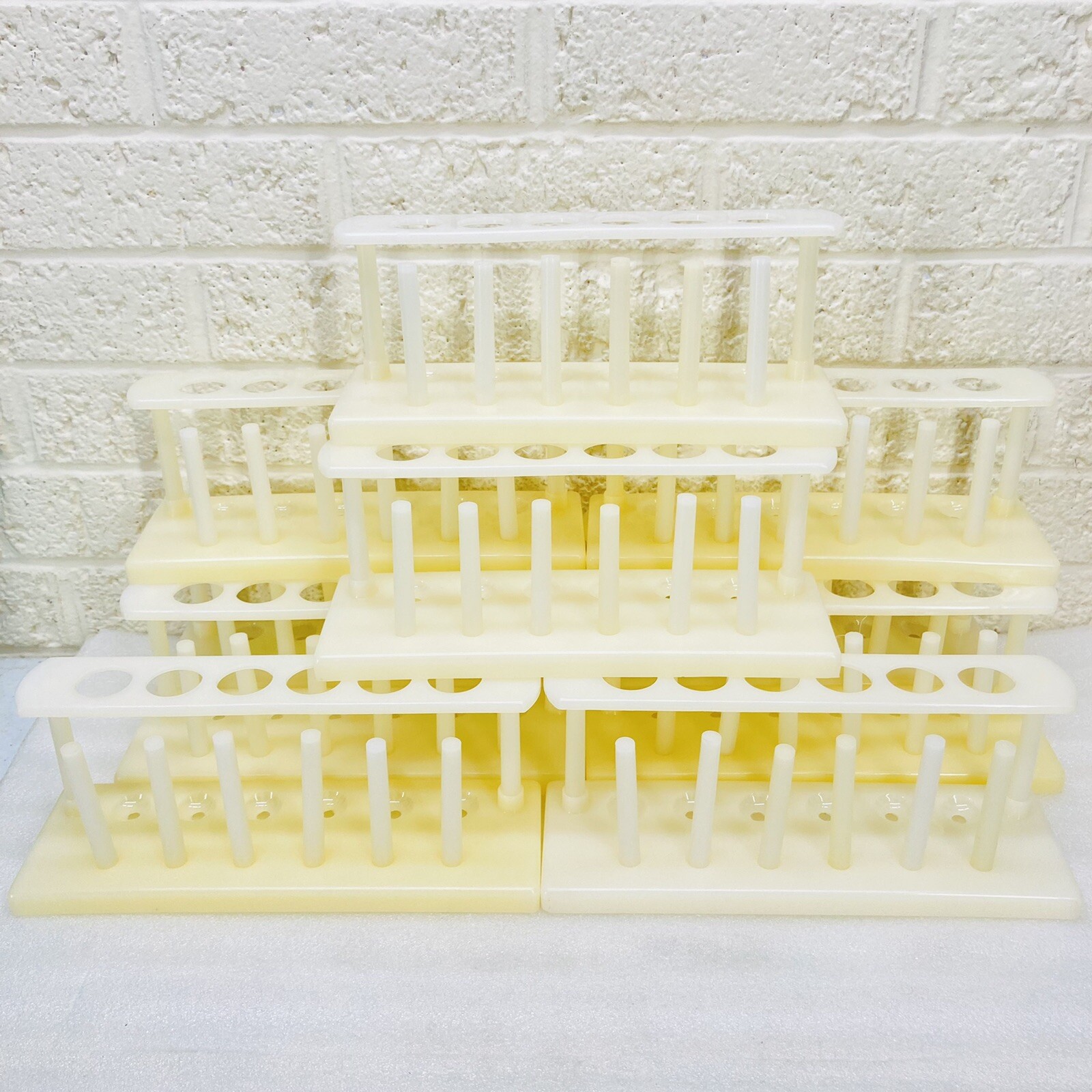 Lot of 10‼ Plastic Test Tube Stand 25mm Diameter Holes for 6 Tubes 60 Total •VG‼