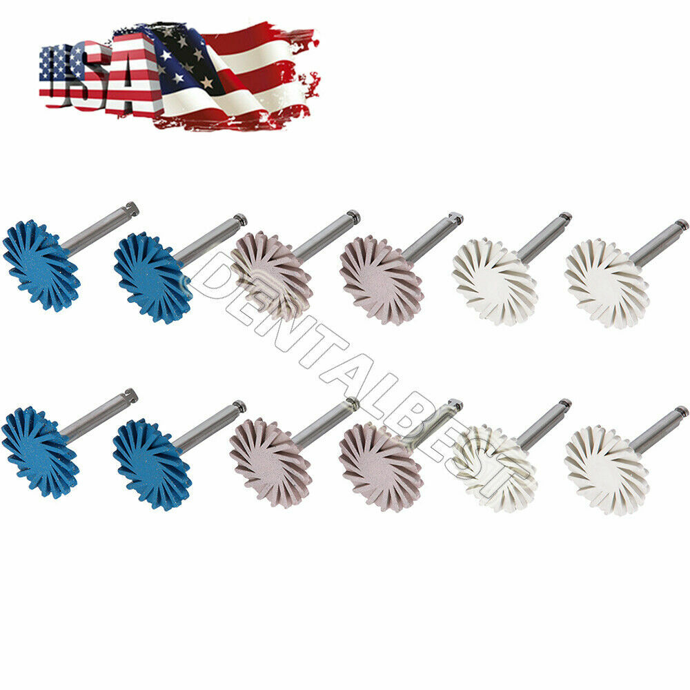 12pcs Dental Composite Polishing Kit Diamond System RA Rubber Wheel Polisher