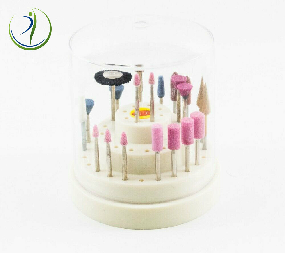 Dental Lab Jewelry Bur Bit Block Station Holder Plastic Lid Holds 48 HP 3/32″