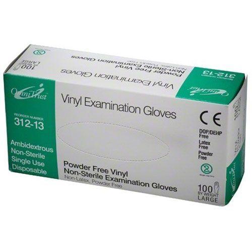 OmniTrust Vinyl Exam Gloves – Large 100/Box. Powder free, Latex free