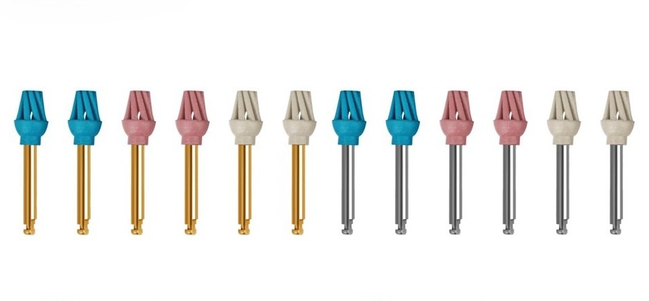 6Pcs Dental 3-Step Composite Polishing Kit 14mm Diamond Helicoid Wheel RA 2.35mm