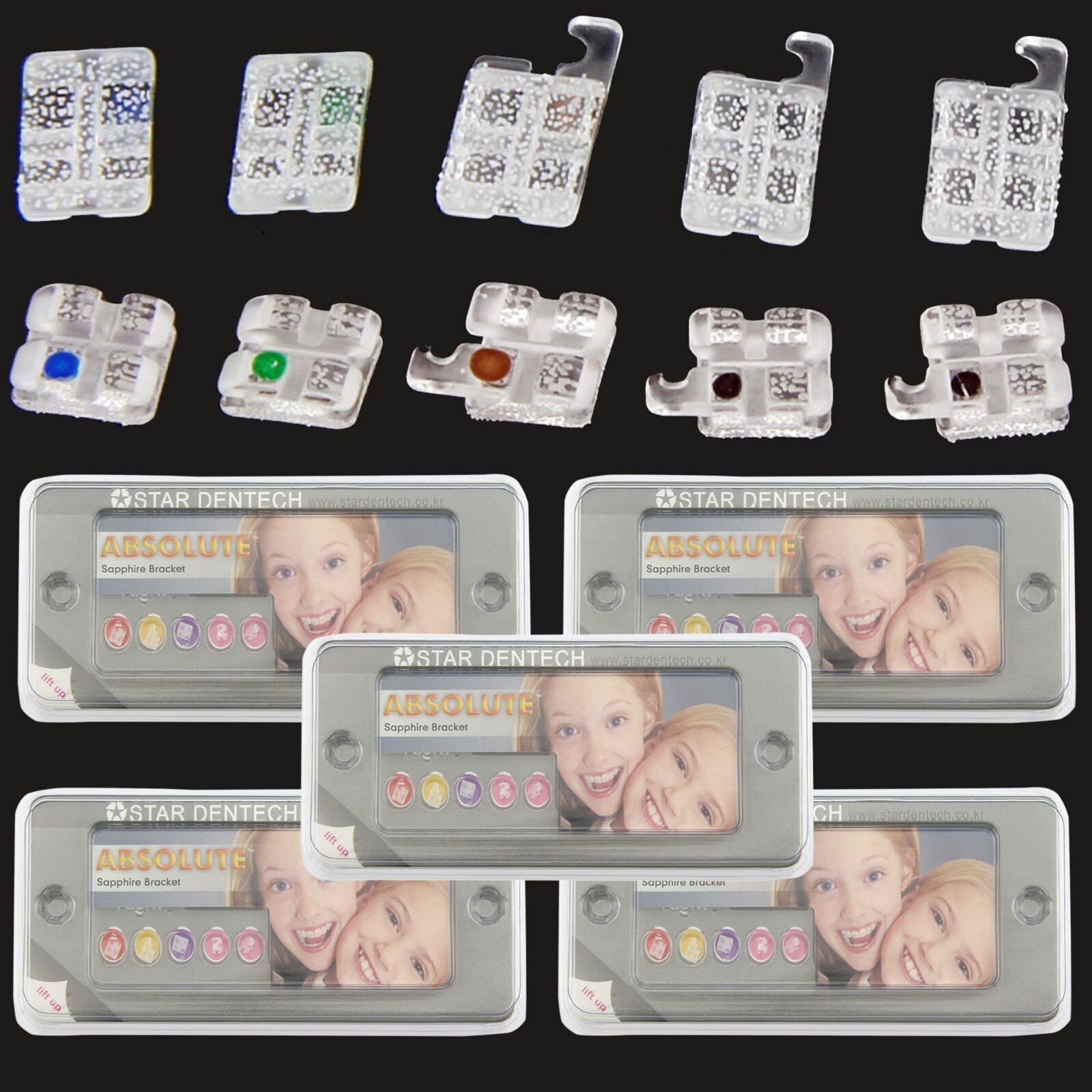 5X STAR ABSOLUTE Orthodontic Ceramic Sapphire Bracket Monocrystalline Roth 022