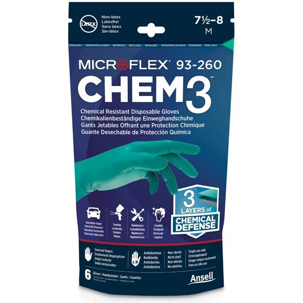 Microflex Chemical Gloves 93260RP100 Microflex Chem3 Gloves (Size X Large)