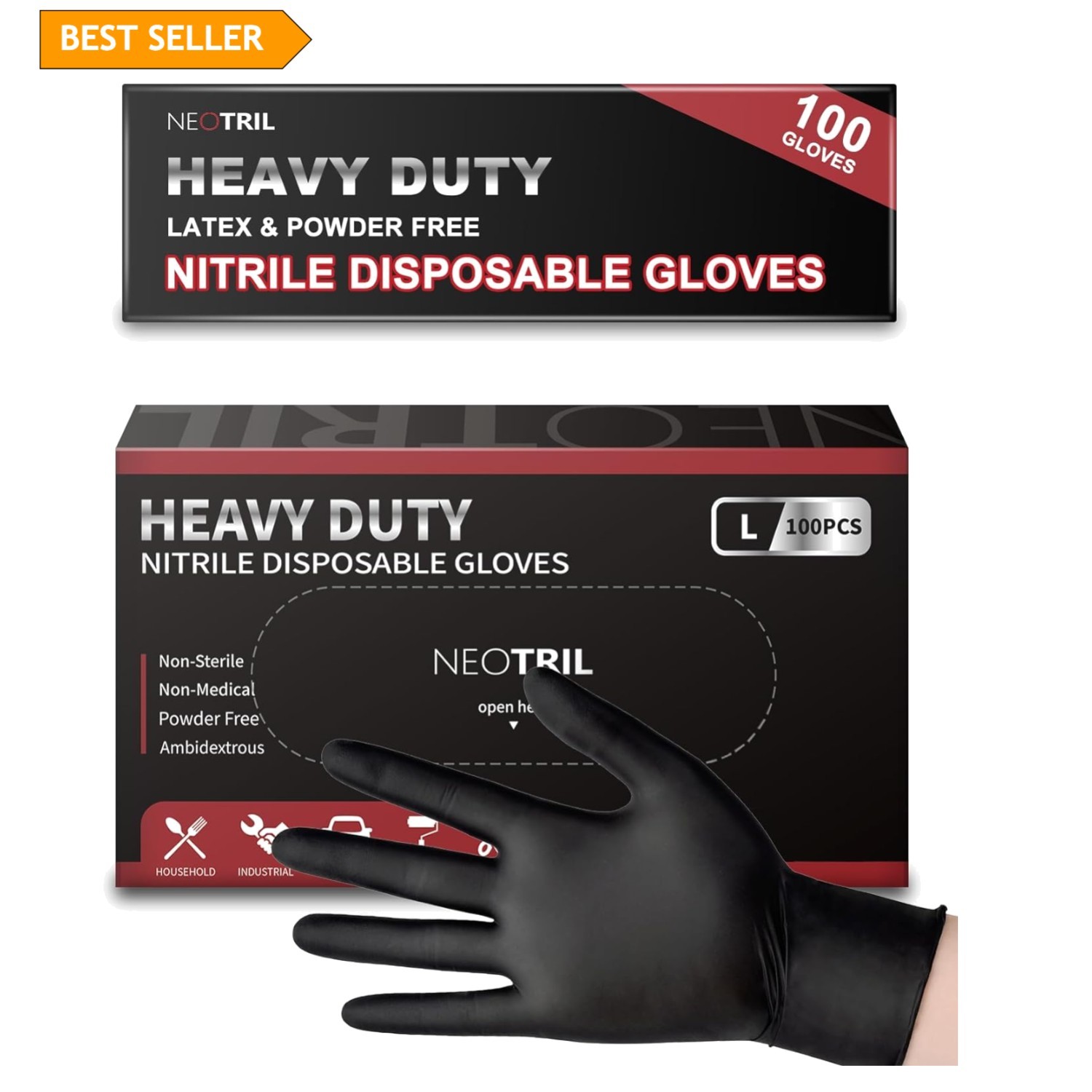 Comfortable, Heavy Duty Nitrile Gloves – 6 Mil Black, Perfect for Sensitive Skin