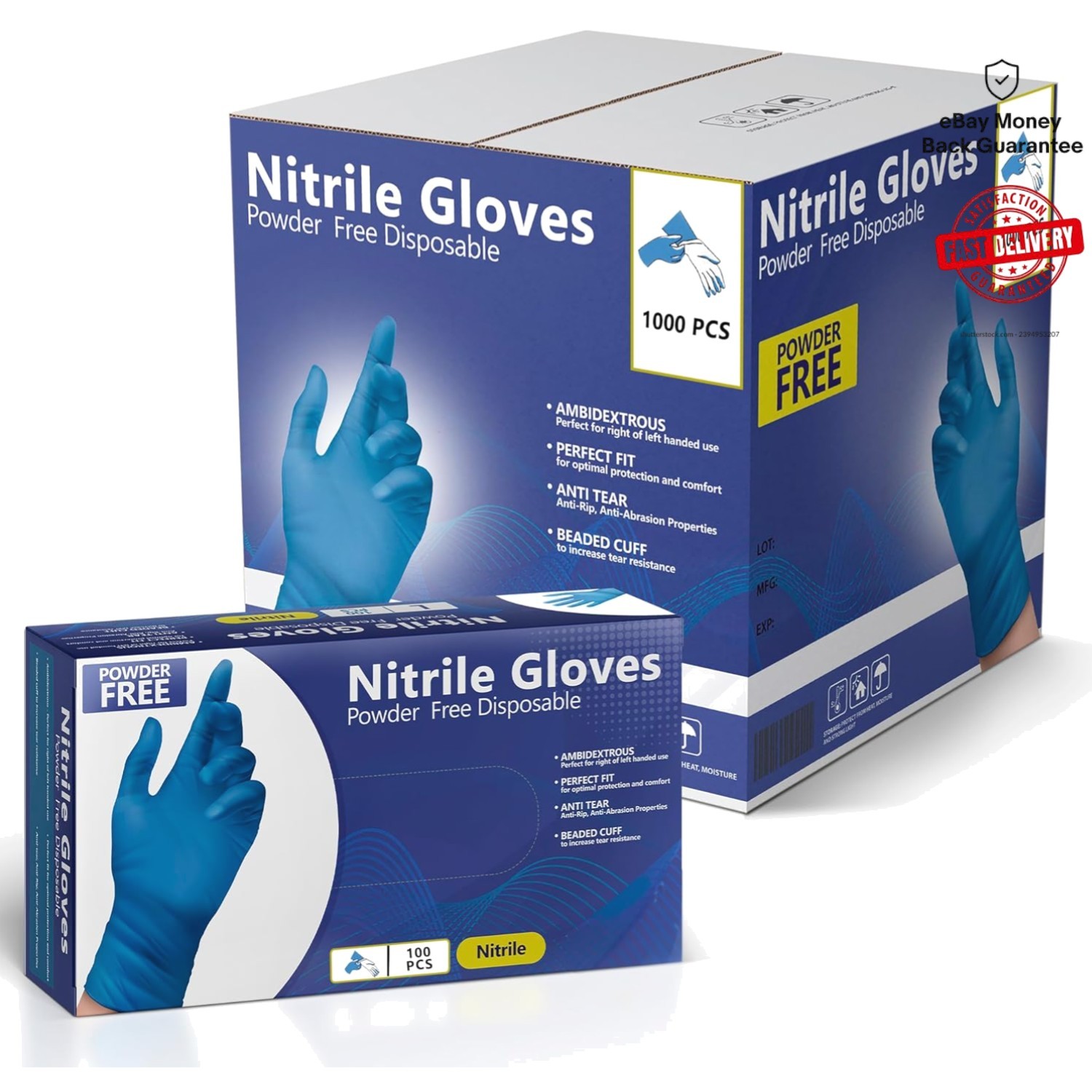 Comfortable Blue Nitrile Gloves, 1000 Pack – Latex and Powder-Free Protection