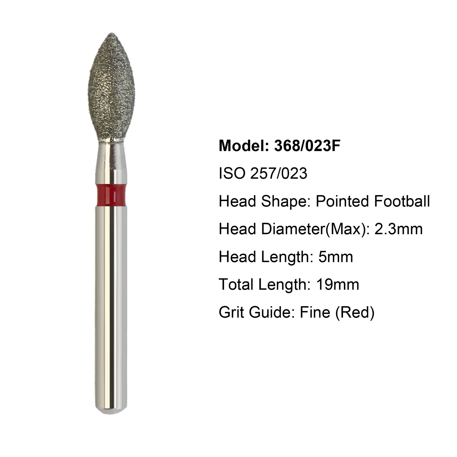 Dental Pointed Football Diamond Bur FG 368 Burs Fine Coarse Burr Friction Grip