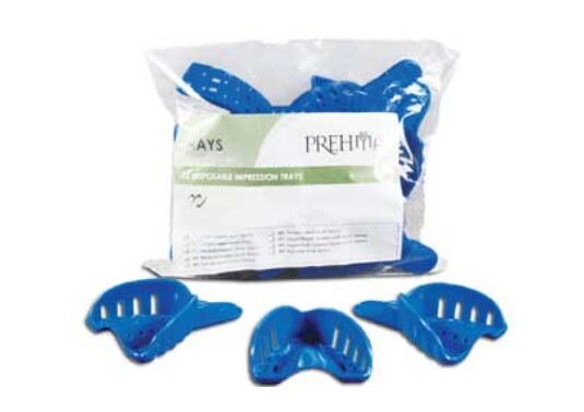 Prehma #1 Large Upper Perforated Plastic Impression Trays, Blue. Bag of 12 trays