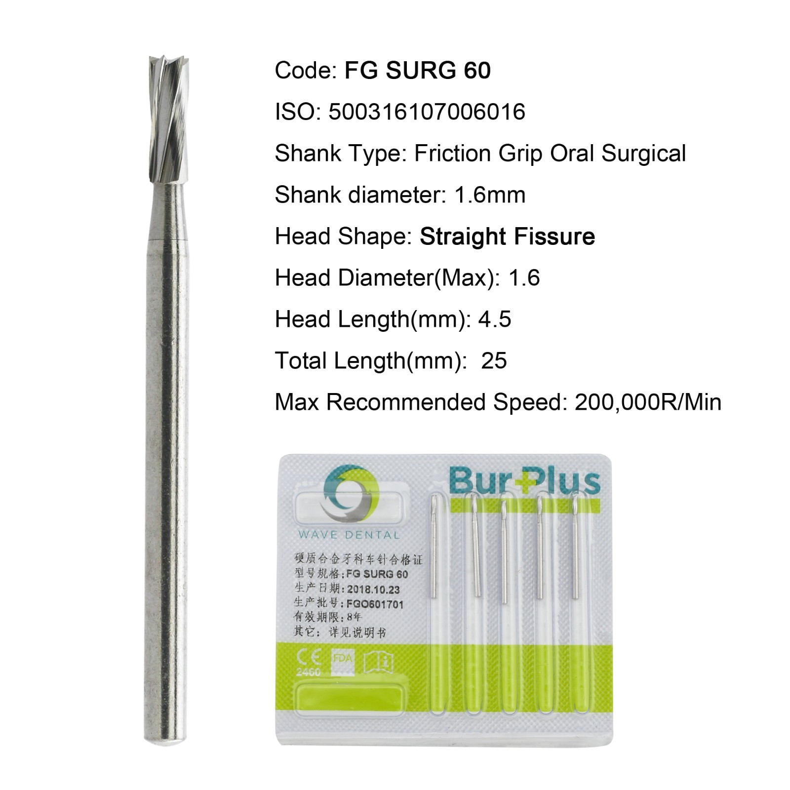 Wave Dental Surgical Carbide Burs FGOS 557 557L 558 High Speed FG SURG Surgical