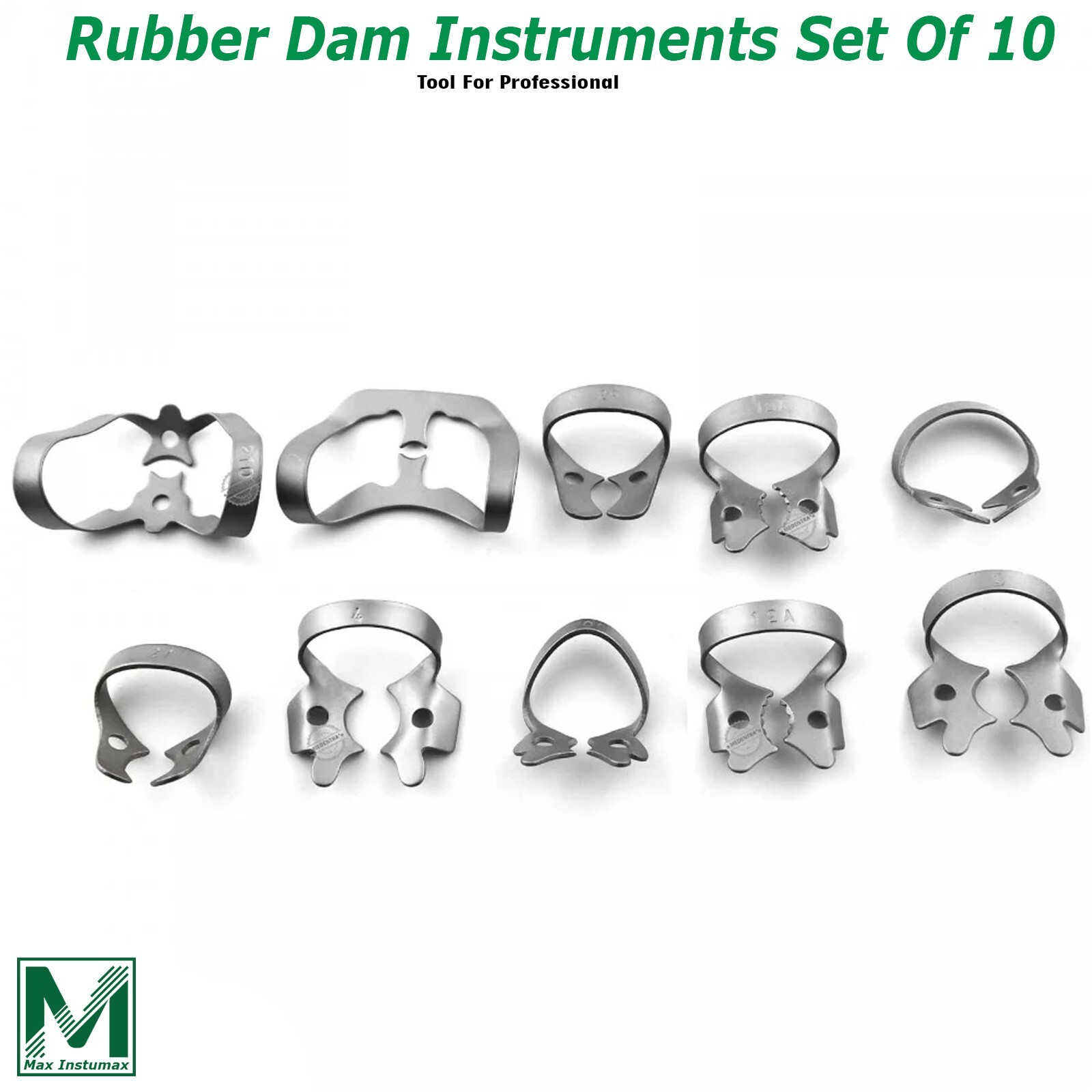 INSTUMAX® Rubber Dam Holder Ivory Clamps Forceps Ainsworth Punch Pliers Frame CE