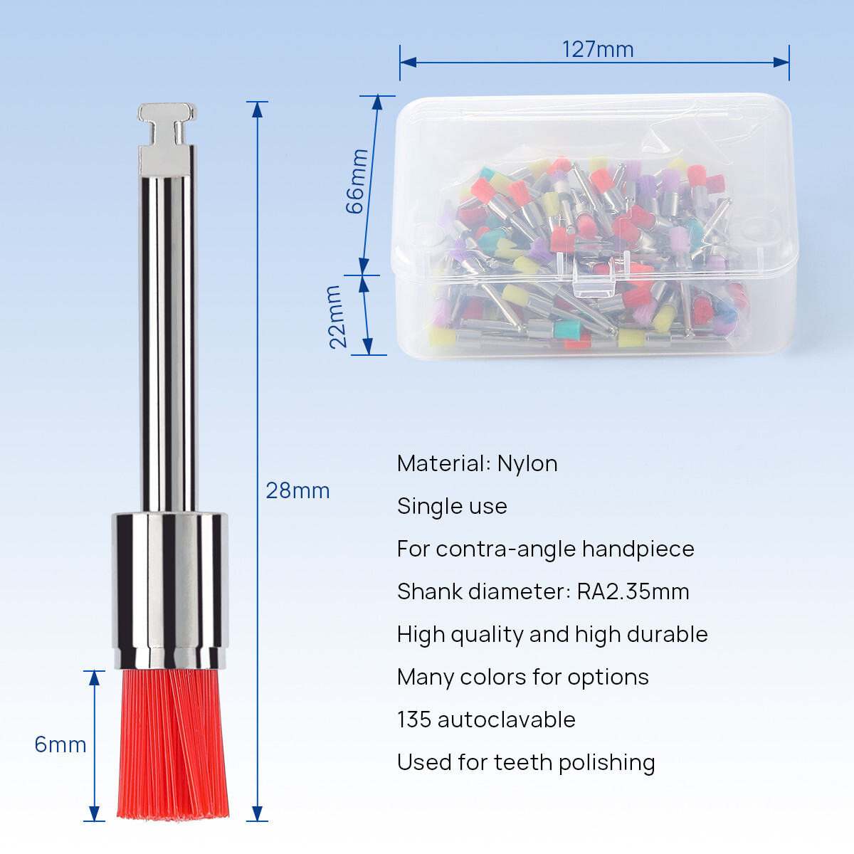 1Box/100pcs Dental Colorful Nylon Bowl Polishing Polisher Prophy Brushes