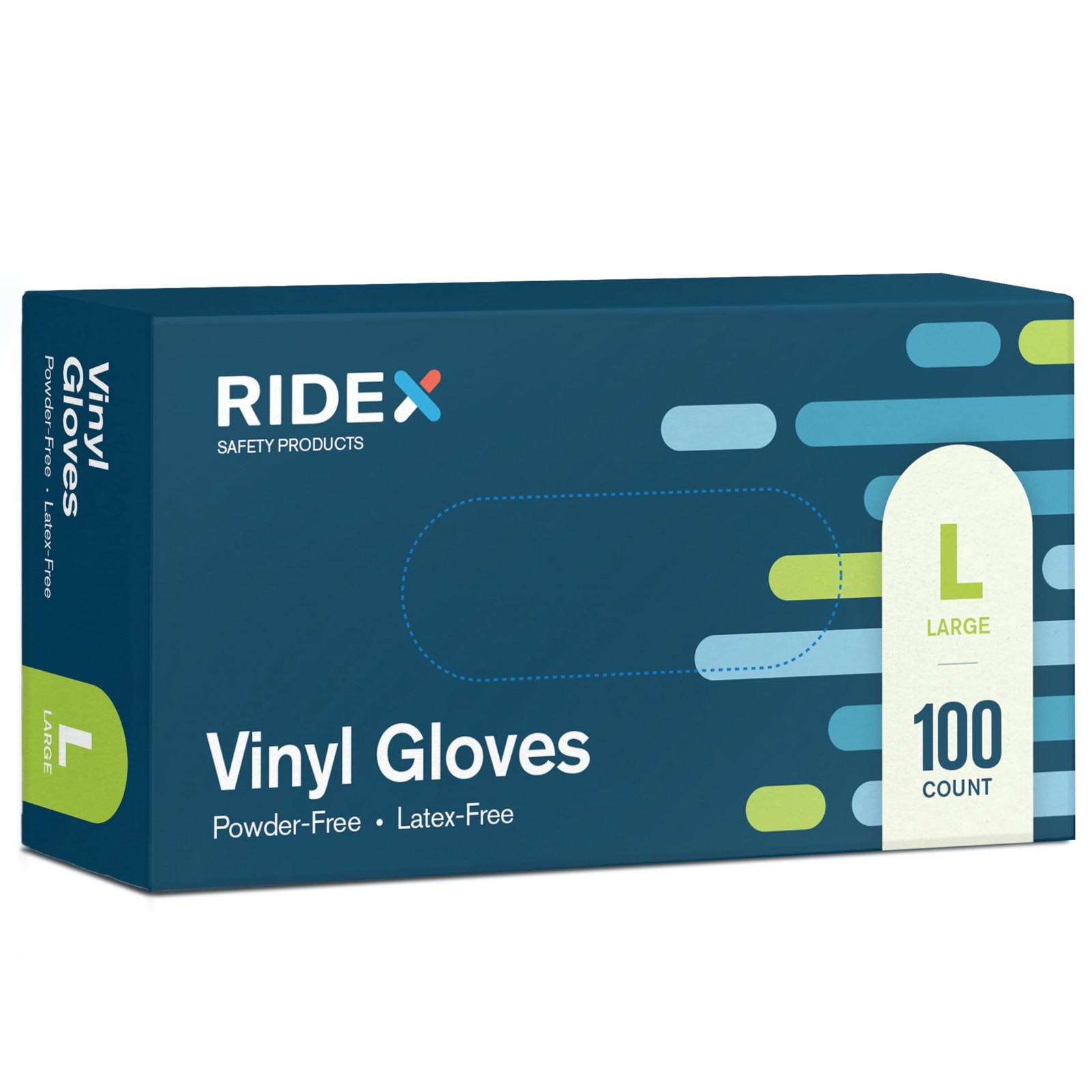 Ridex Clear Vinyl Disposable Gloves, Powder~Free, Large, 100~Count