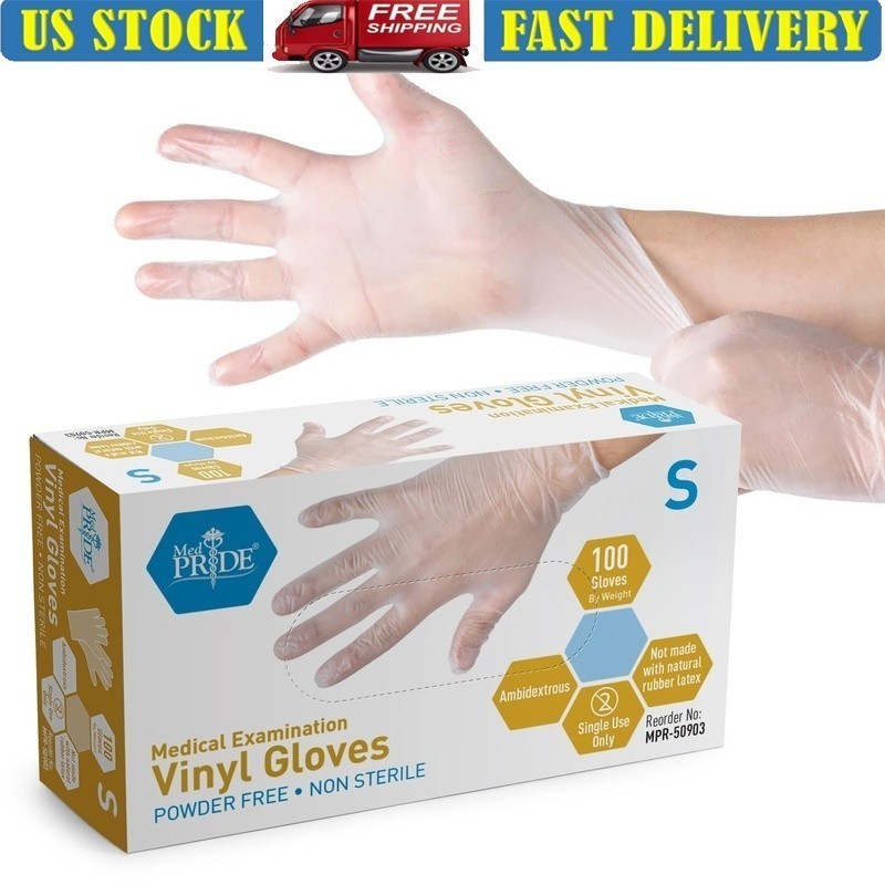 Medical Vinyl Examination Gloves Small Disposable Heavy Duty Food Grade 100 Pack