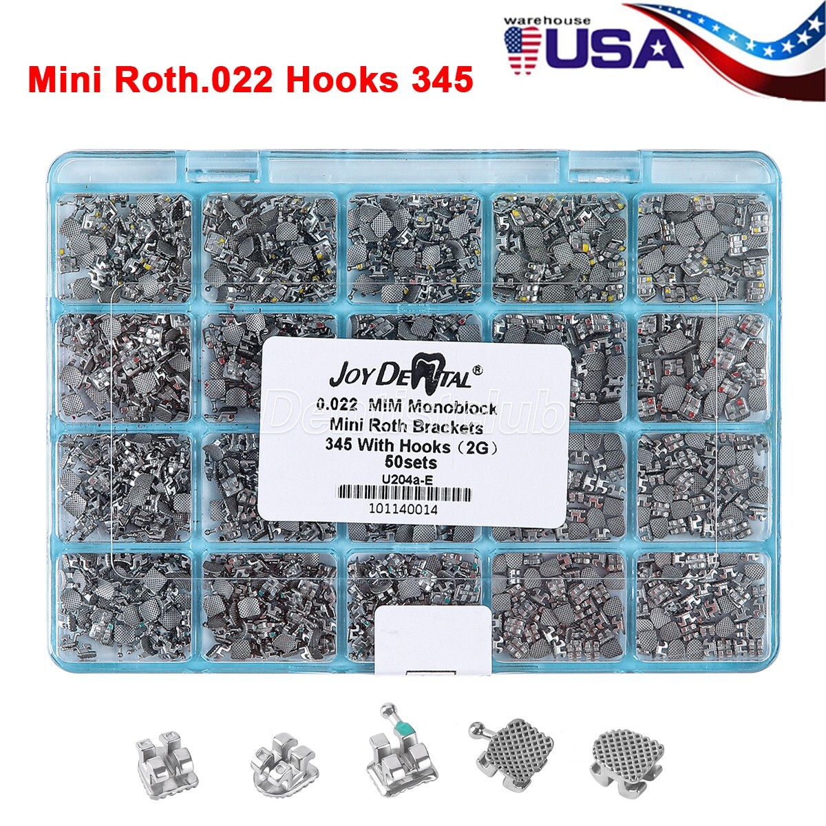 50 Sets Dental Orthodontic Brackets Braces MIM Mini Roth.022″ Hook 3 4 5 AZDENT