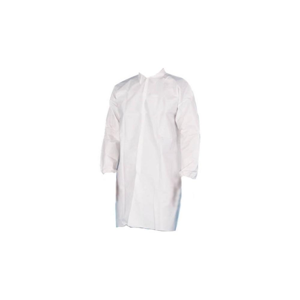 25-50 Microporous 50G White Medical Disposable Lab Coat Elastic Wrists No Pocket