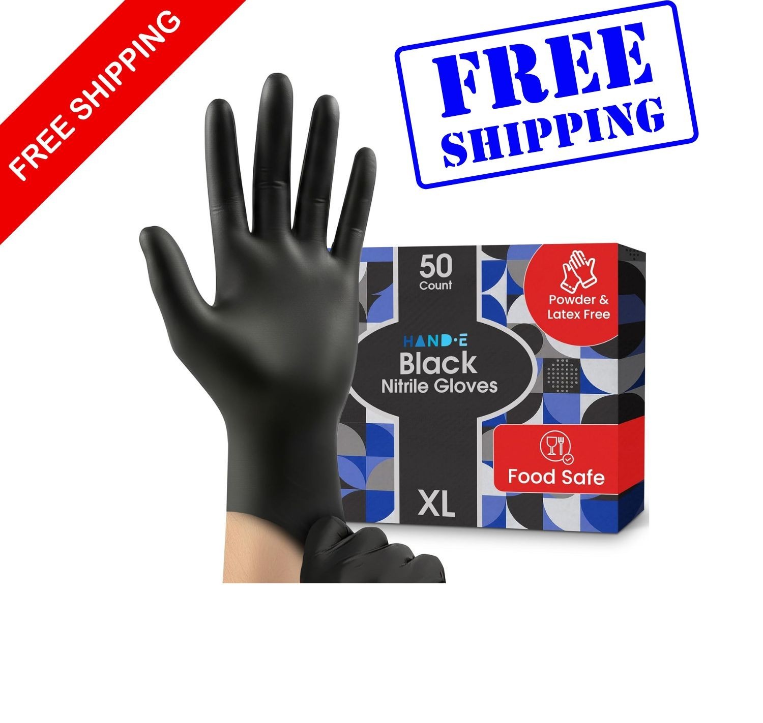Black Nitrile Disposable Gloves Large BBQ Tattoo Dye Cooking Mechanic Gloves