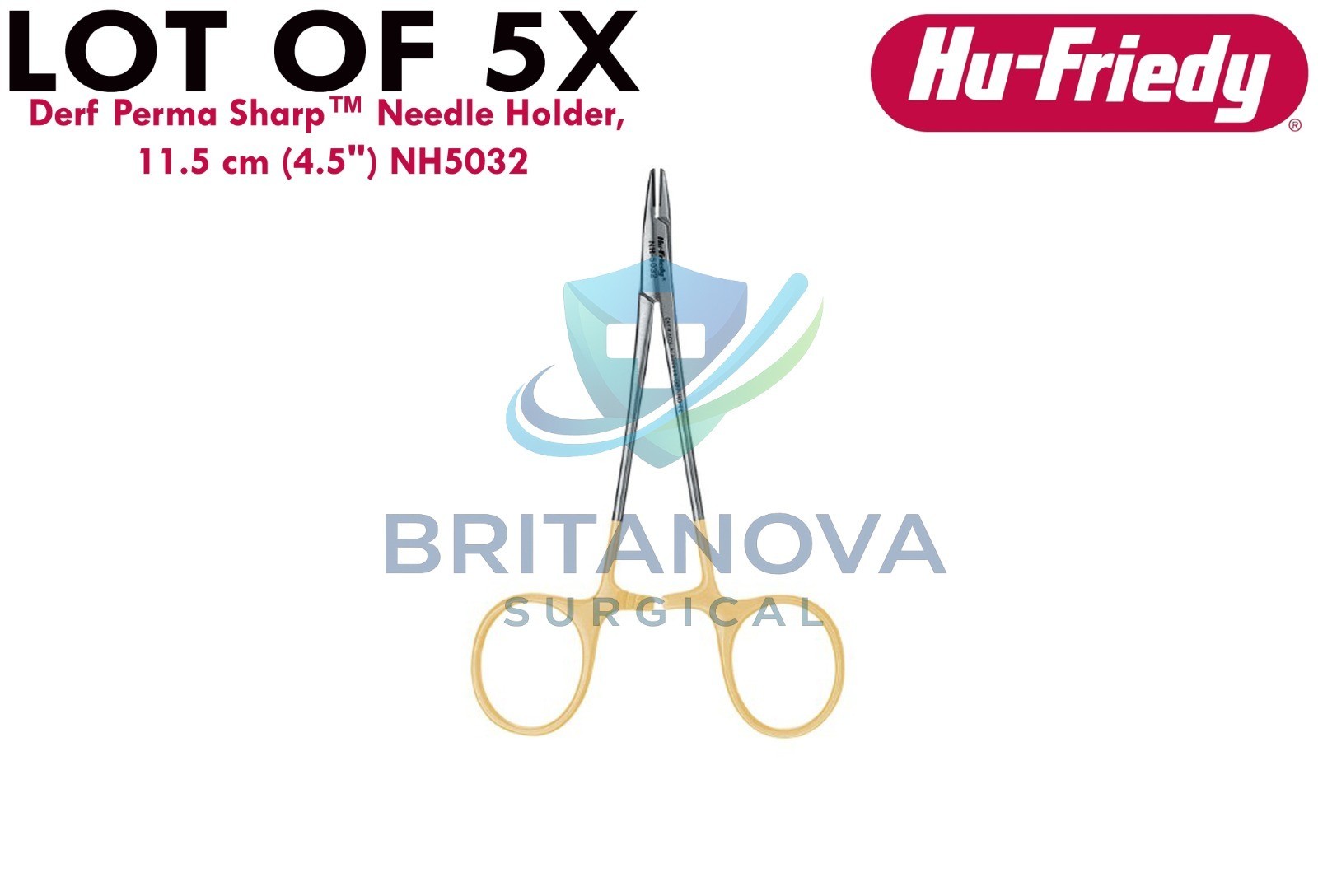 LOT OF 5X Hu-Friedy Derf Perma Sharp™ Needle Holder, 11.5 cm (4.5″) NH5032