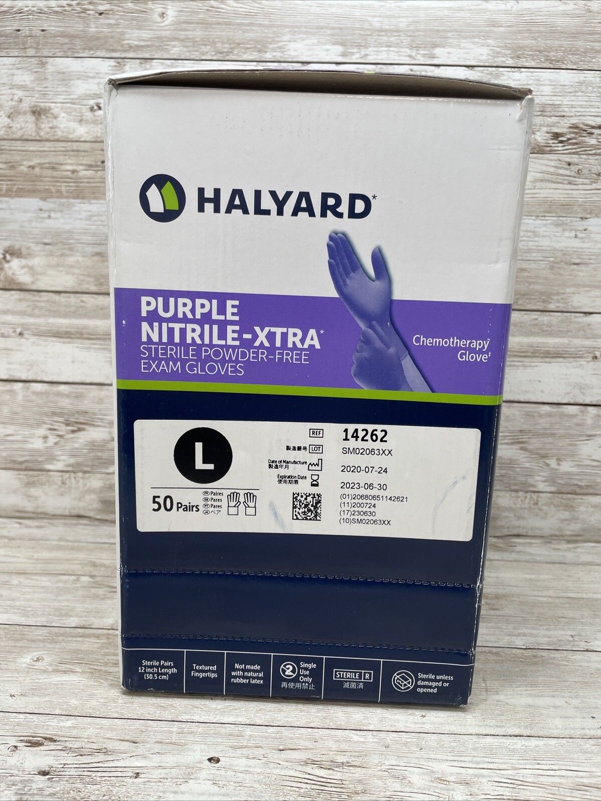 1 Box Halyard Purple-XTRA Nitrile STERILE PF Exam Gloves Size: LARGE *See Dates*