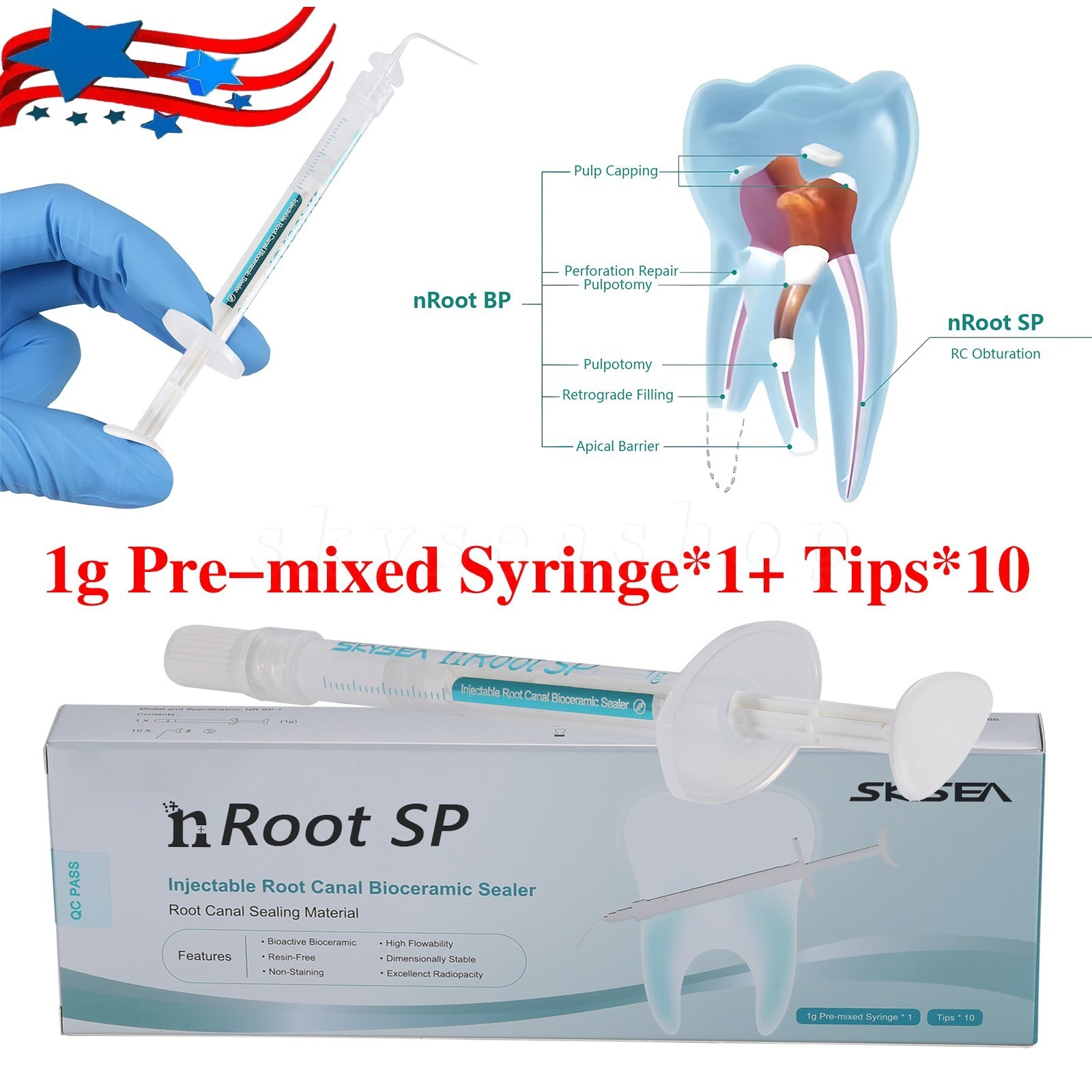 1g SP Dental Injectable Root Canal Bioceramic Sealer Endodontic Sealing Filling