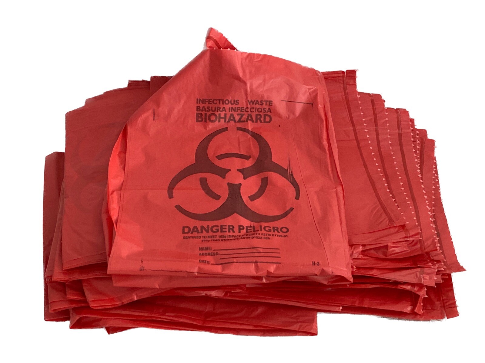 (60) HERITAGE Infectious Waste Biohazard Can Liners 40”x46” 40/45-Gallon A8046PR