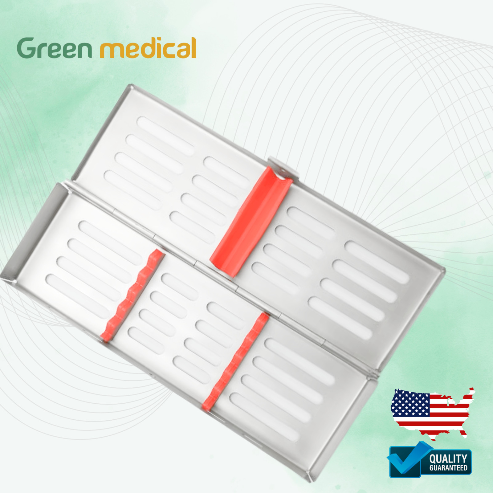 5 Instruments Dental Sterilization Cassette Box, Autoclave Tray, Rack, «Orange»