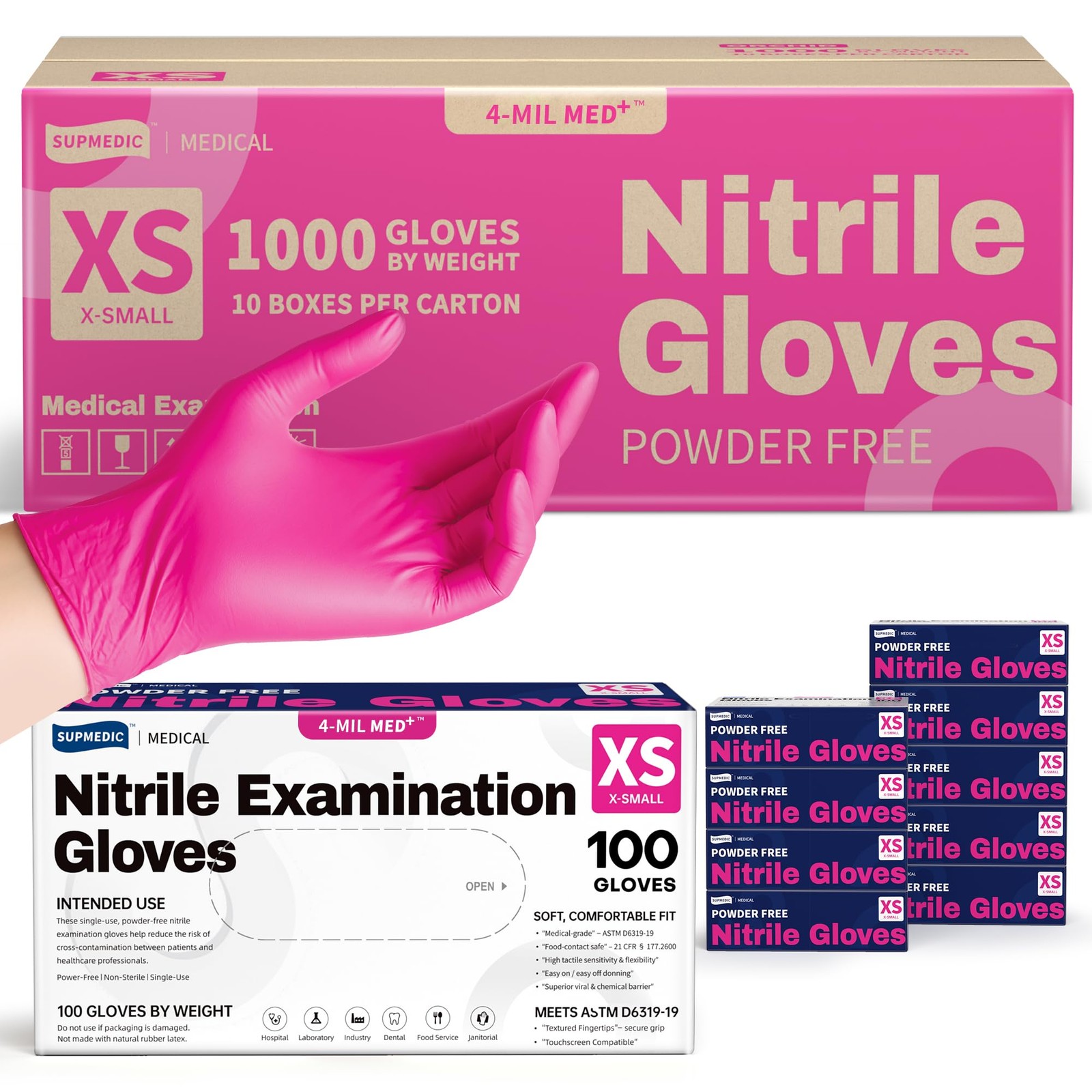 Nitrile Exam Gloves, 4 Mil 1000 Ct, -Latex-Cooking Food-Safe Disposable Glove…