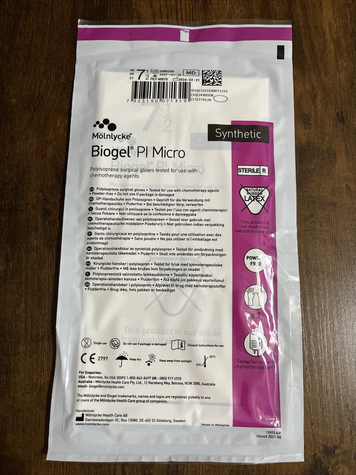 50-Pairs Molnlycke Biogel PI Micro Polyisoprene Surgical Glove Size-7 1/2 48575