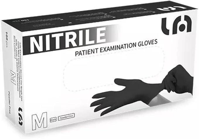 Case of 1000 Black Nitrile Disposable Exam Gloves 4 Mil, Latex & Powder Free