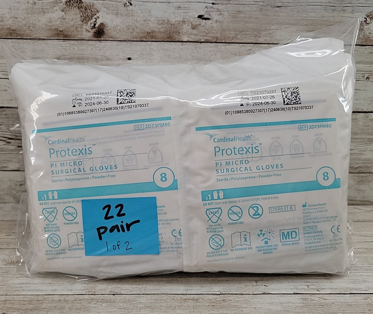 Protexis PI Micro Surgical Gloves Sterile Cardinal *22 PAIR* Size: 8 *See Date*