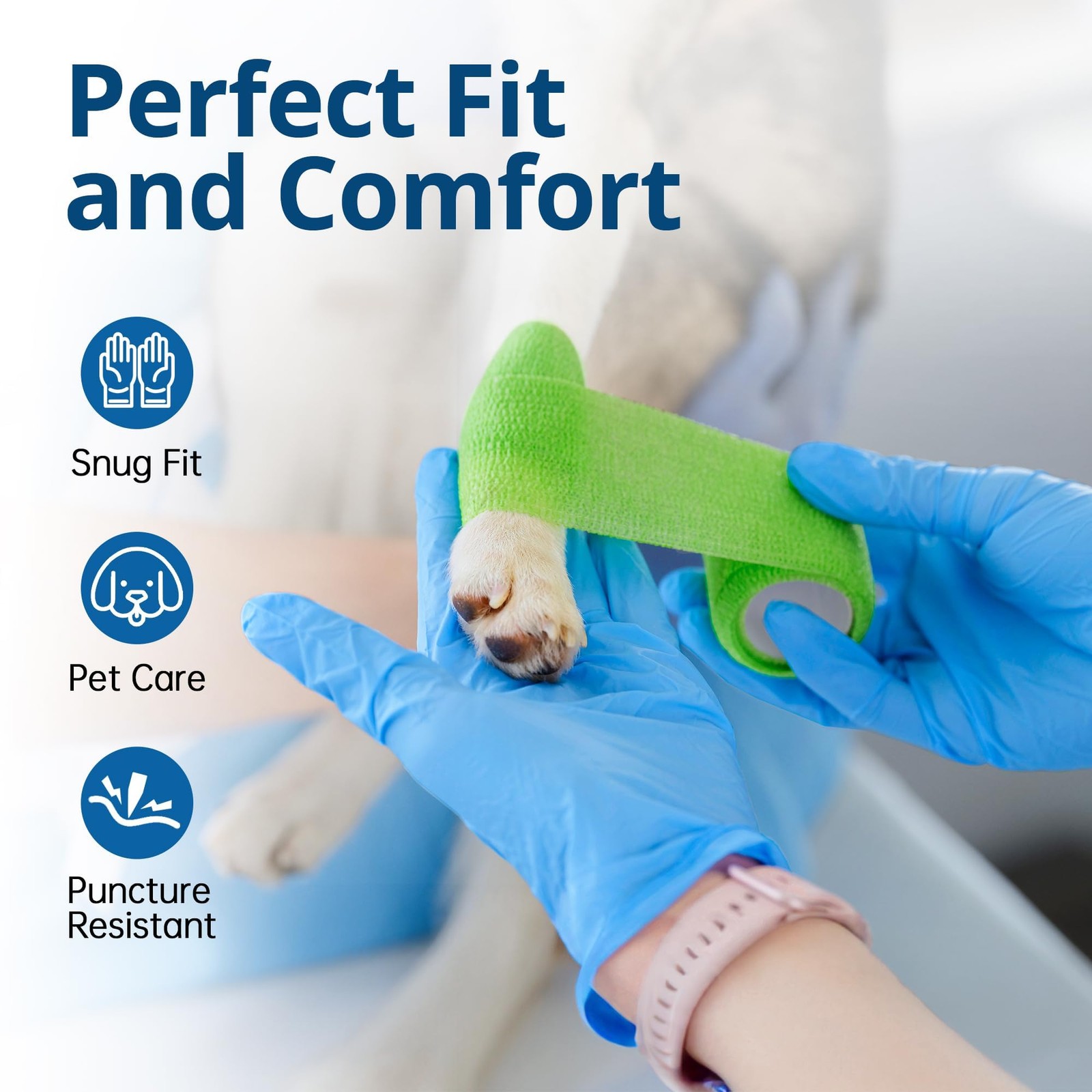 SwiftGrip Blue Nitrile Exam Gloves, PowderFree, 50ct, Small